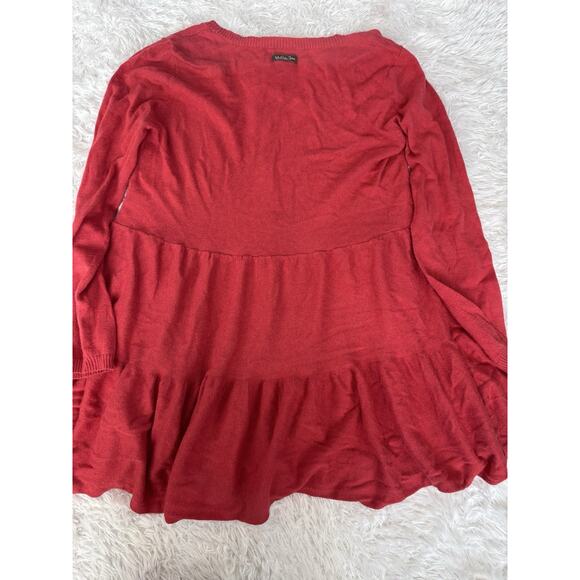 Matilda Jane women's sz. M "Love me Tender" red tiered sweater. Pretty. **NtDesc - Picture 9 of 11